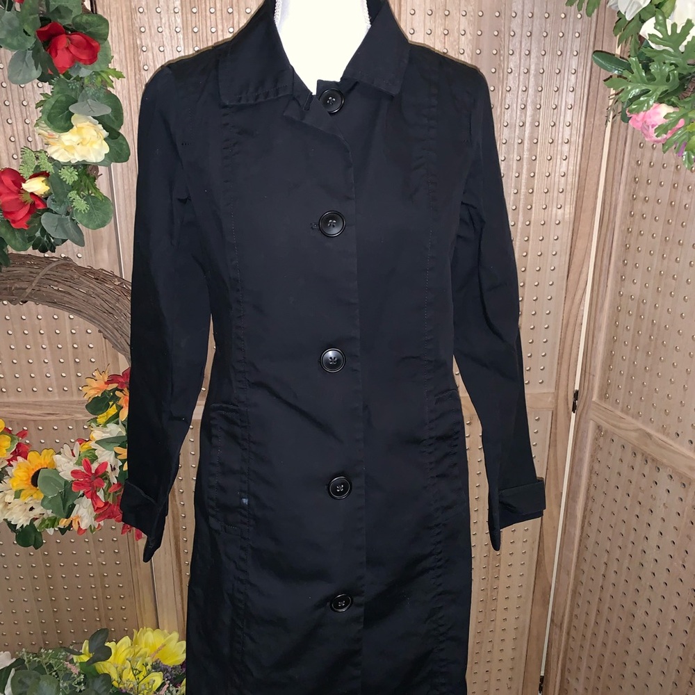 Black Trench Coat Long Classic Tailored Style